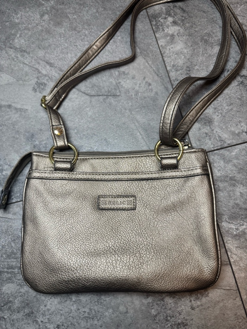 Relic Metallic Pewter Crossbody Bag